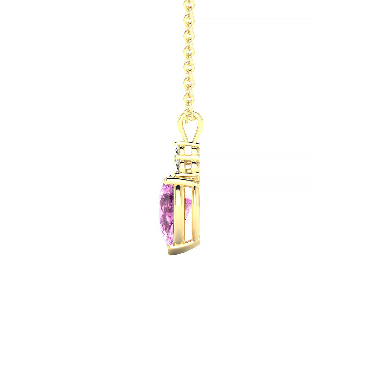 Mirage | 18k Yellow Gold 7 x 5 mm Pear Pink Sapphire Pendant