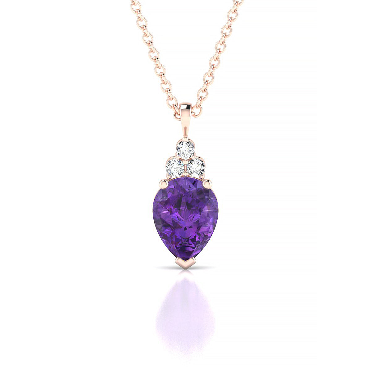 Mirage | 18k Rose Gold 8 x 6 mm Pear Amethyst Pendant