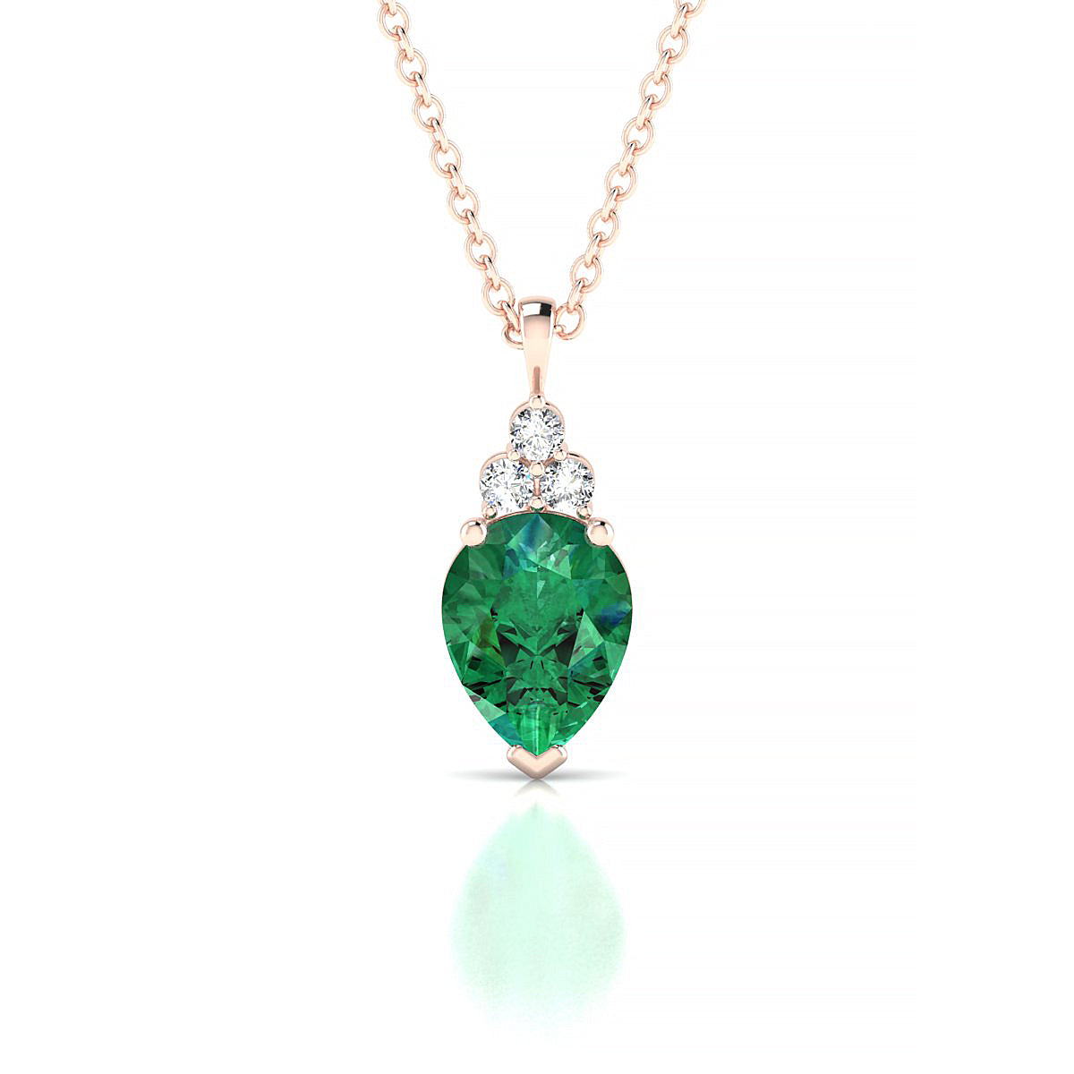 Mirage | 18k Rose Gold 8 x 6 mm Pear Emerald Pendant