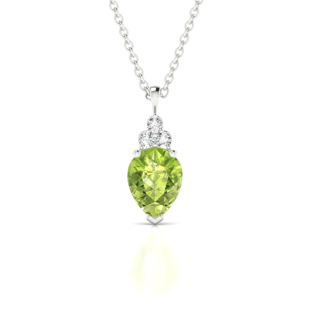 Mirage | 18k White Gold 8 x 6 mm Pear Peridot Pendant