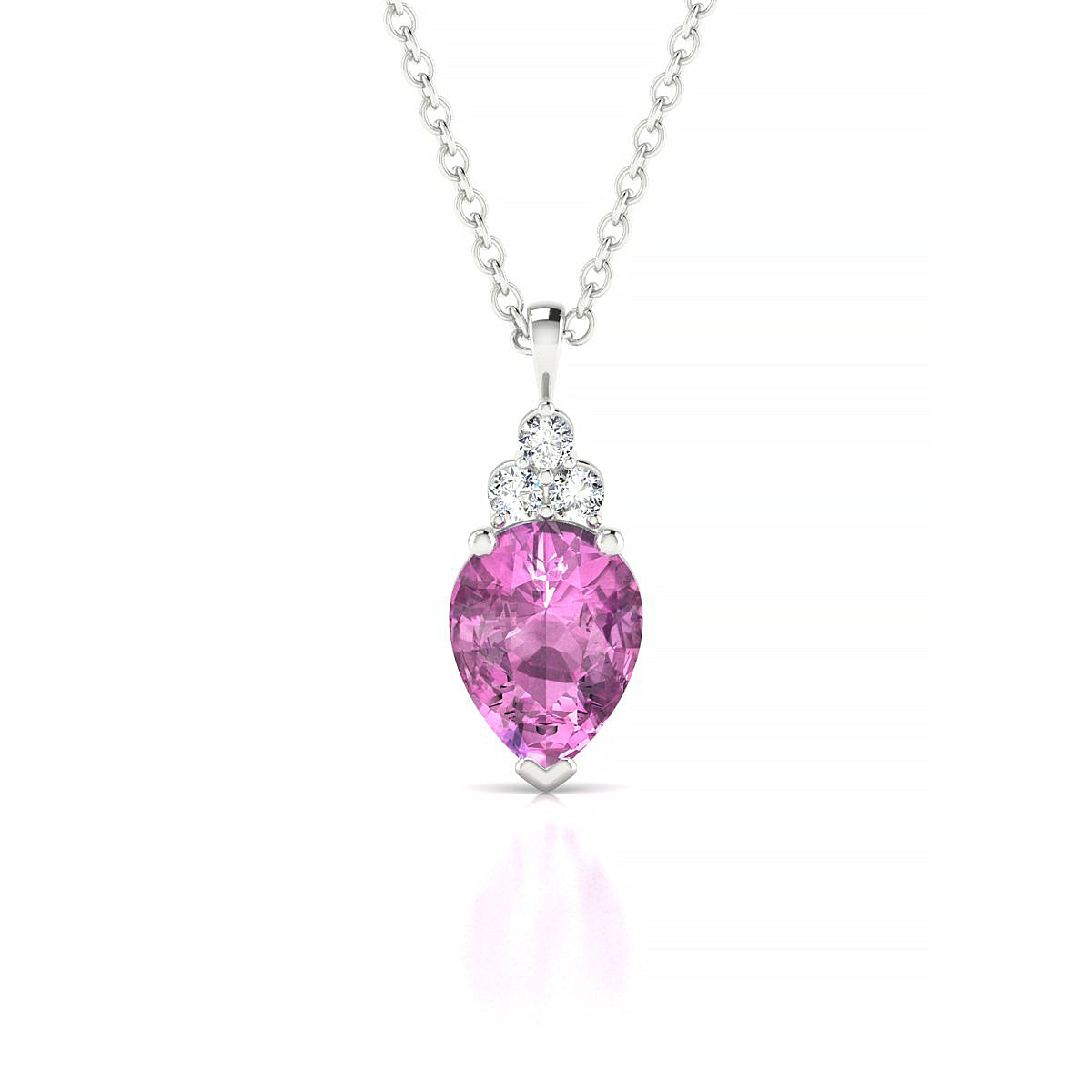 Mirage | 18k White Gold 8 x 6 mm Pear Pink Sapphire Pendant