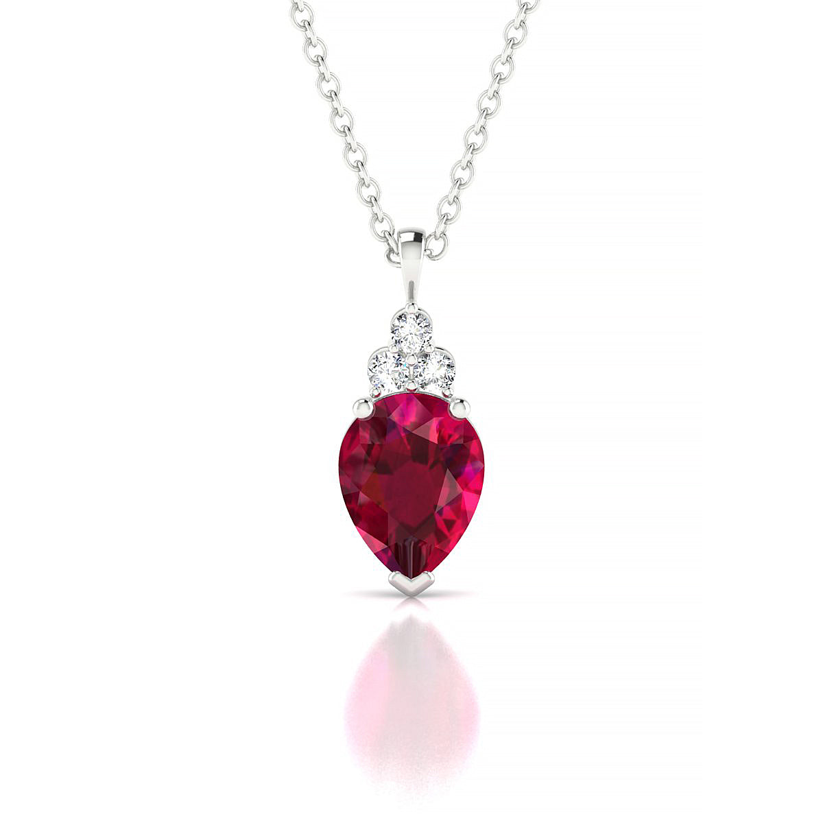 Mirage | 18k White Gold 8 x 6 mm Pear Ruby Pendant