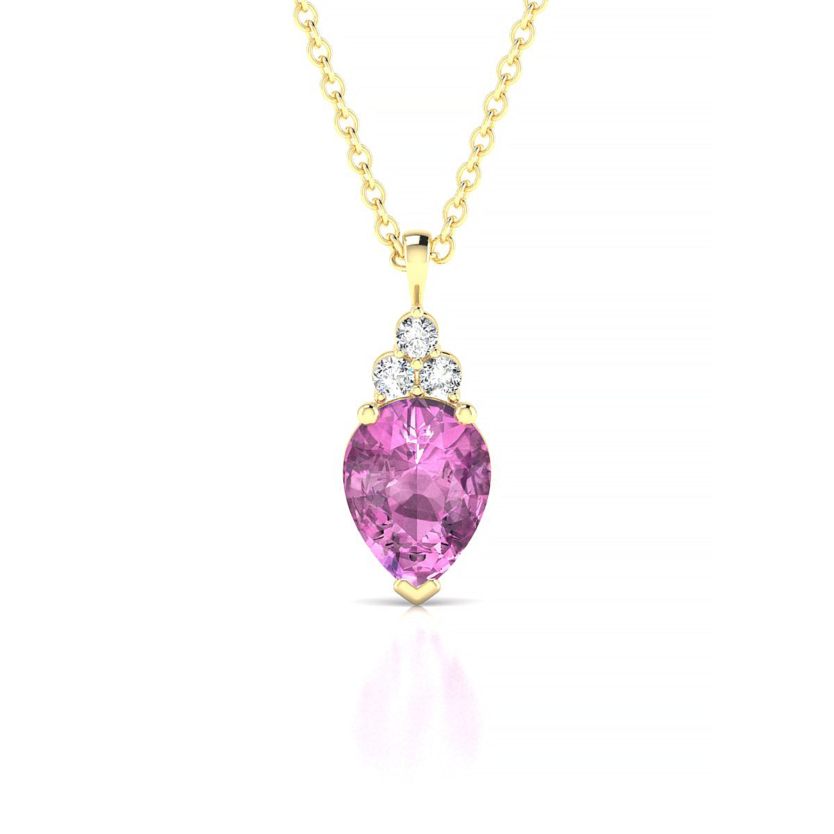 Mirage | 18k Yellow Gold 8 x 6 mm Pear Pink Sapphire Pendant