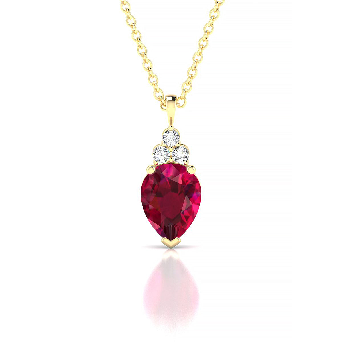 Mirage | 18k Yellow Gold 8 x 6 mm Pear Ruby Pendant