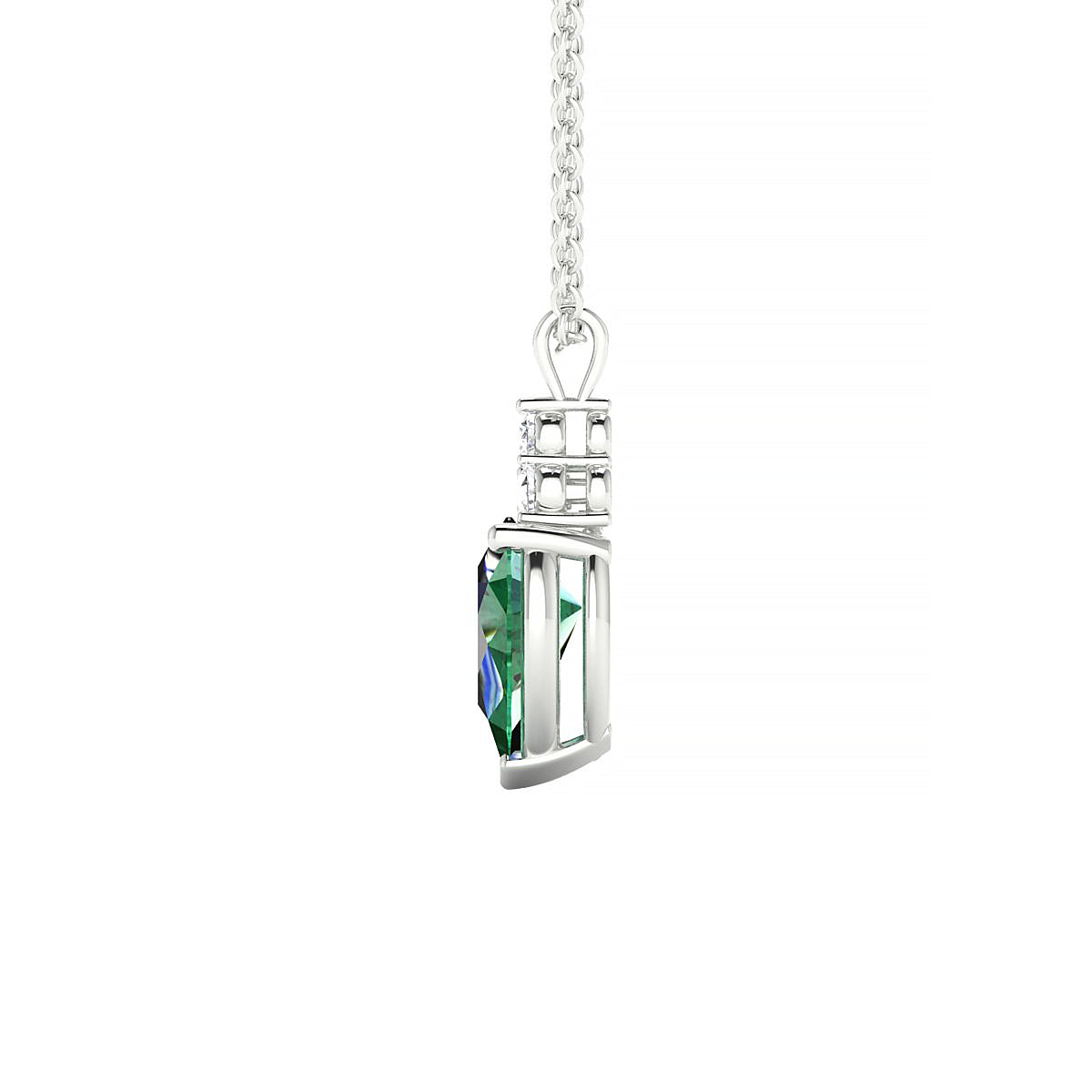 Mirage | 18k White Gold 8 x 6 mm Pear Emerald Pendant
