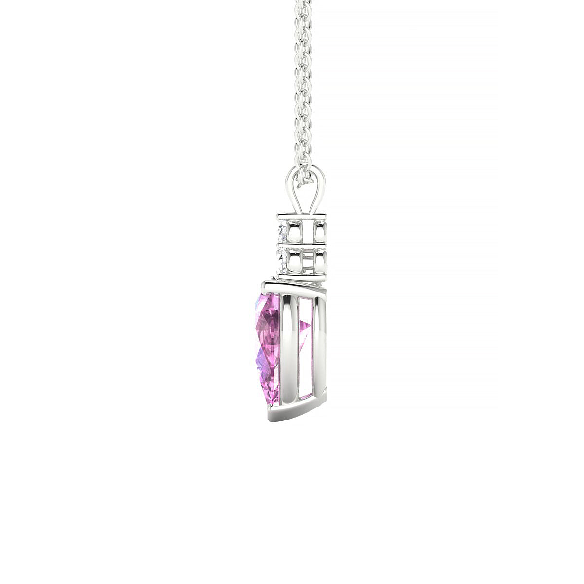 Mirage | 18k White Gold 8 x 6 mm Pear Pink Sapphire Pendant