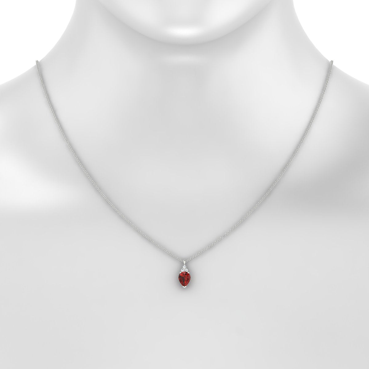 Mirage | 18k White Gold 8 x 6 mm Pear Garnet Pendant