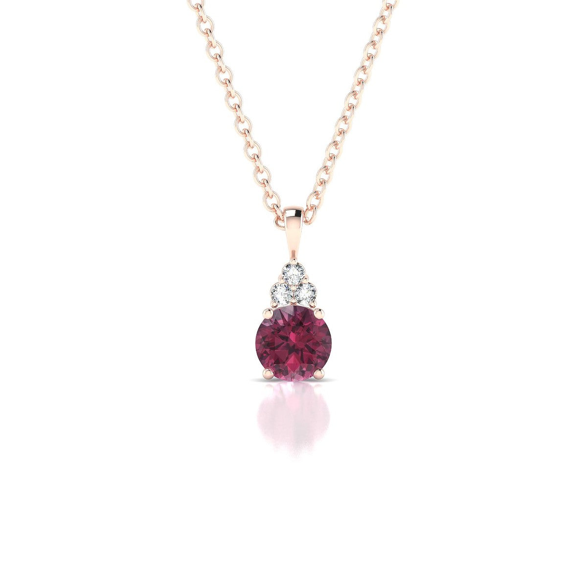 Mirage | 18k Rose Gold 4.5 mm Round Rhodolite Pendant