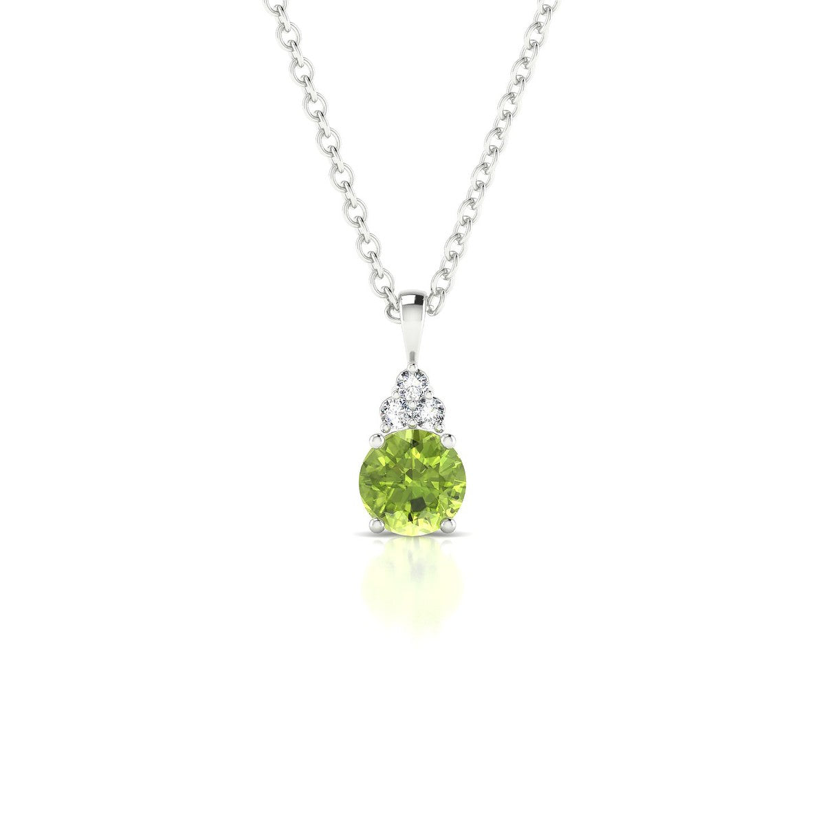 Mirage | 18k White Gold 4.5 mm Round Peridot Pendant