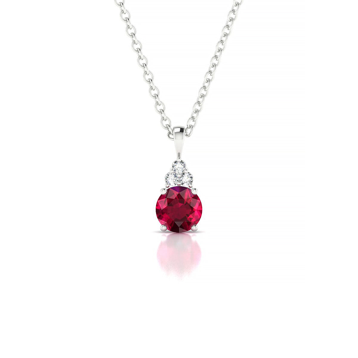 Mirage | 18k White Gold 4.5 mm Round Ruby Pendant