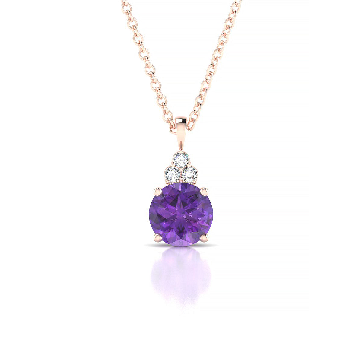 Mirage | 18k Rose Gold 6 mm Round Amethyst Pendant