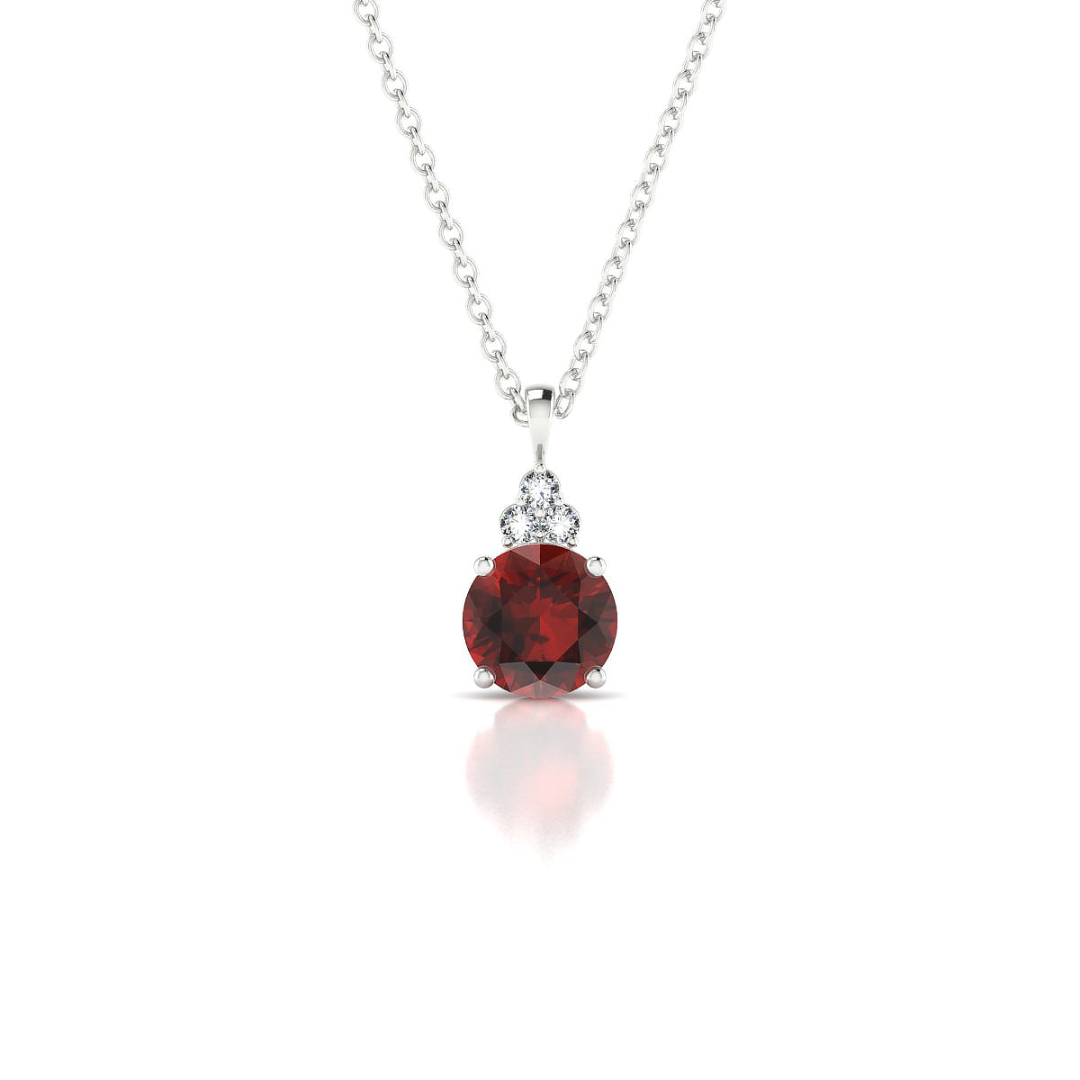 Mirage | 18k White Gold 6 mm Round Garnet Pendant