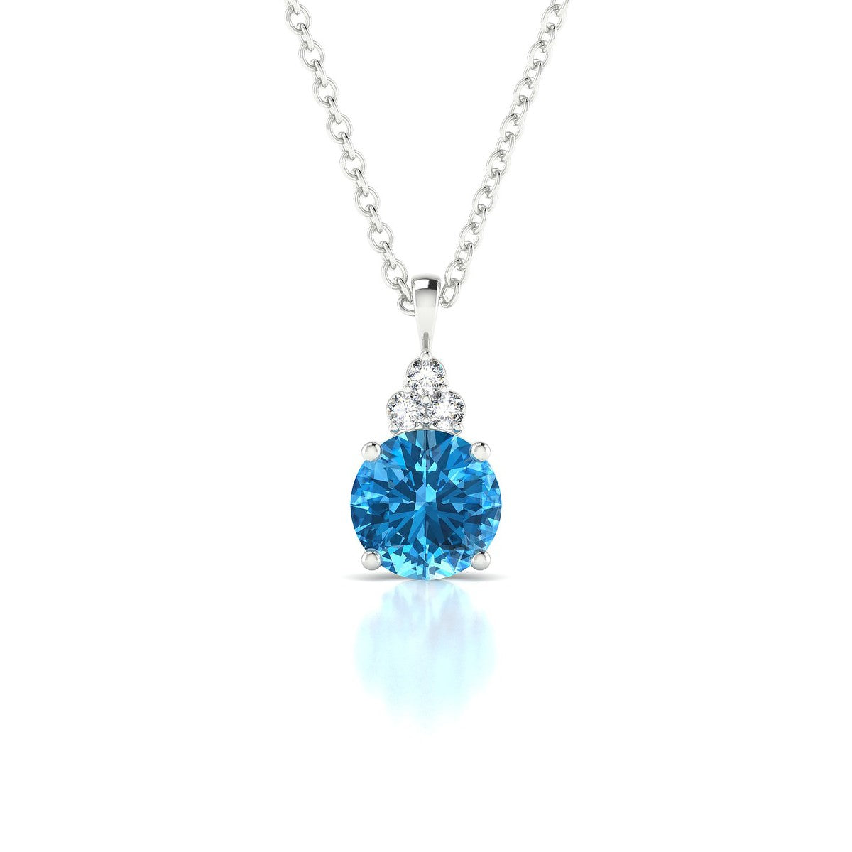 Mirage | 18k White Gold 6 mm Round Topaz Pendant