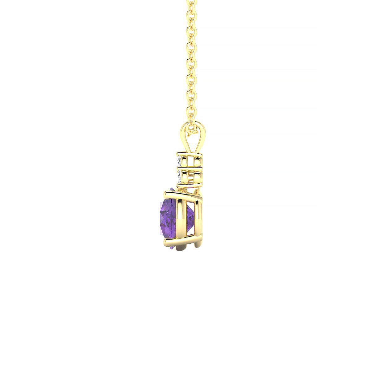 Mirage | 18k Yellow Gold 6 mm Round Amethyst Pendant