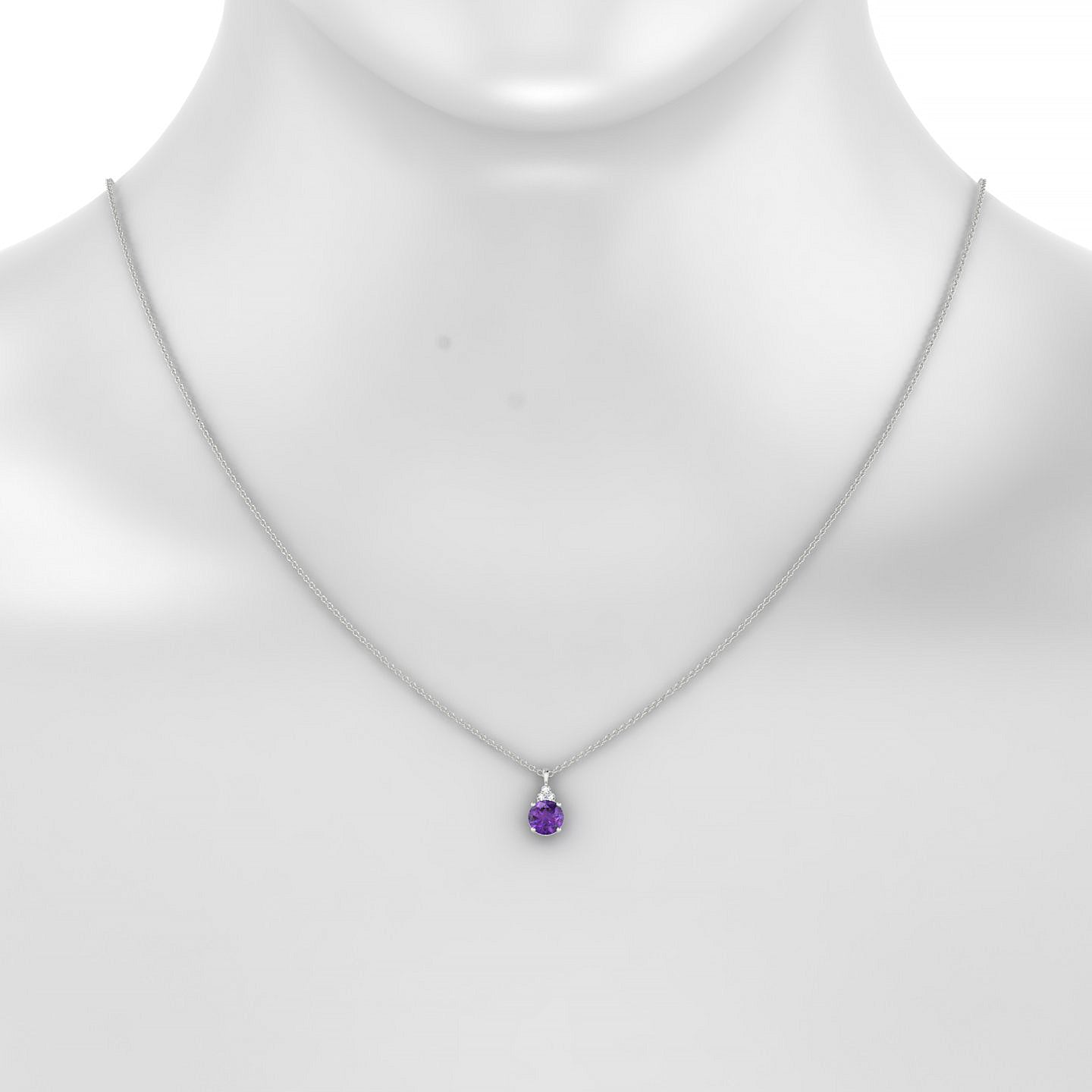 Mirage | 18k White Gold 6 mm Round Amethyst Pendant