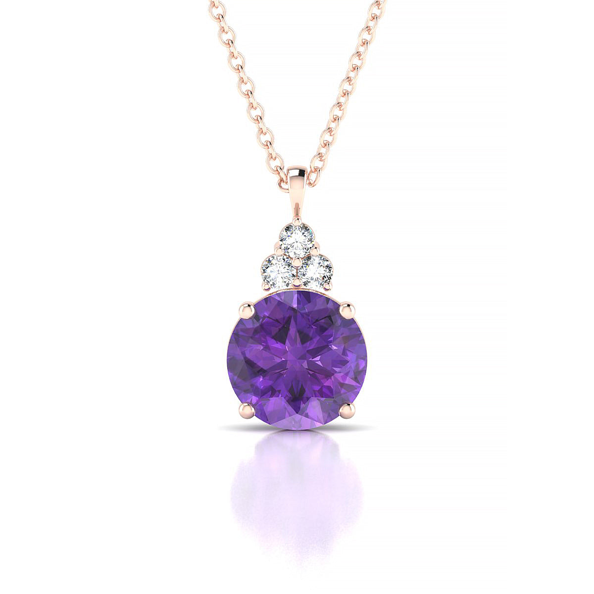 Mirage | 18k Rose Gold 8 mm Round Amethyst Pendant