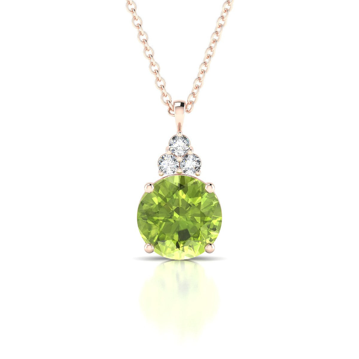 Mirage | 18k Rose Gold 8 mm Round Peridot Pendant