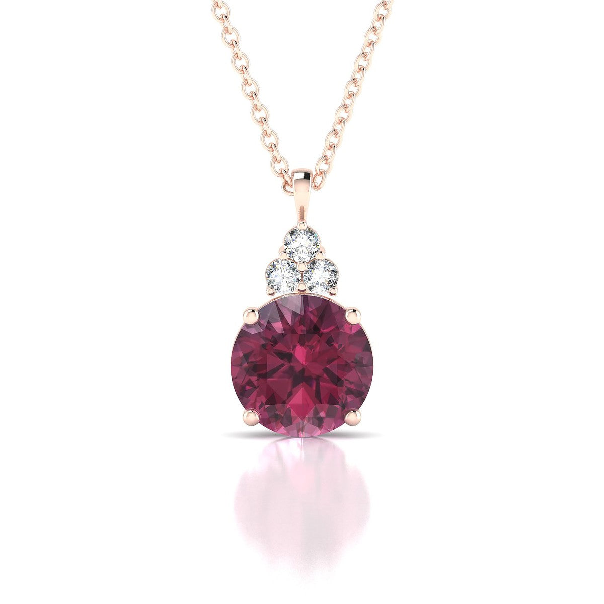 Mirage | 18k Rose Gold 8 mm Round Rhodolite Pendant