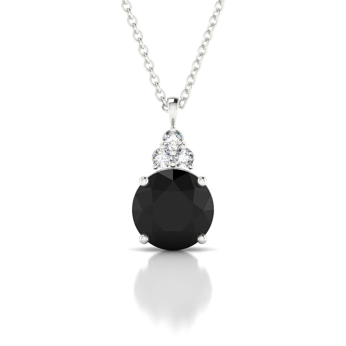 Mirage | 18k White Gold 8 mm Round Black Diamond Pendant