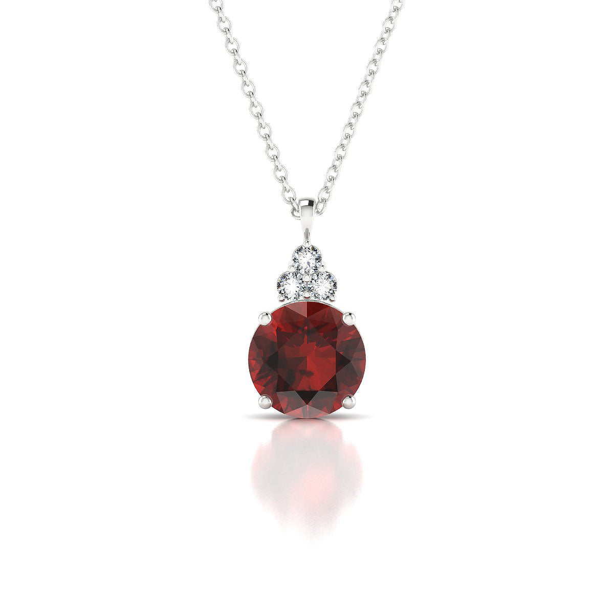 Mirage | 18k White Gold 8 mm Round Garnet Pendant