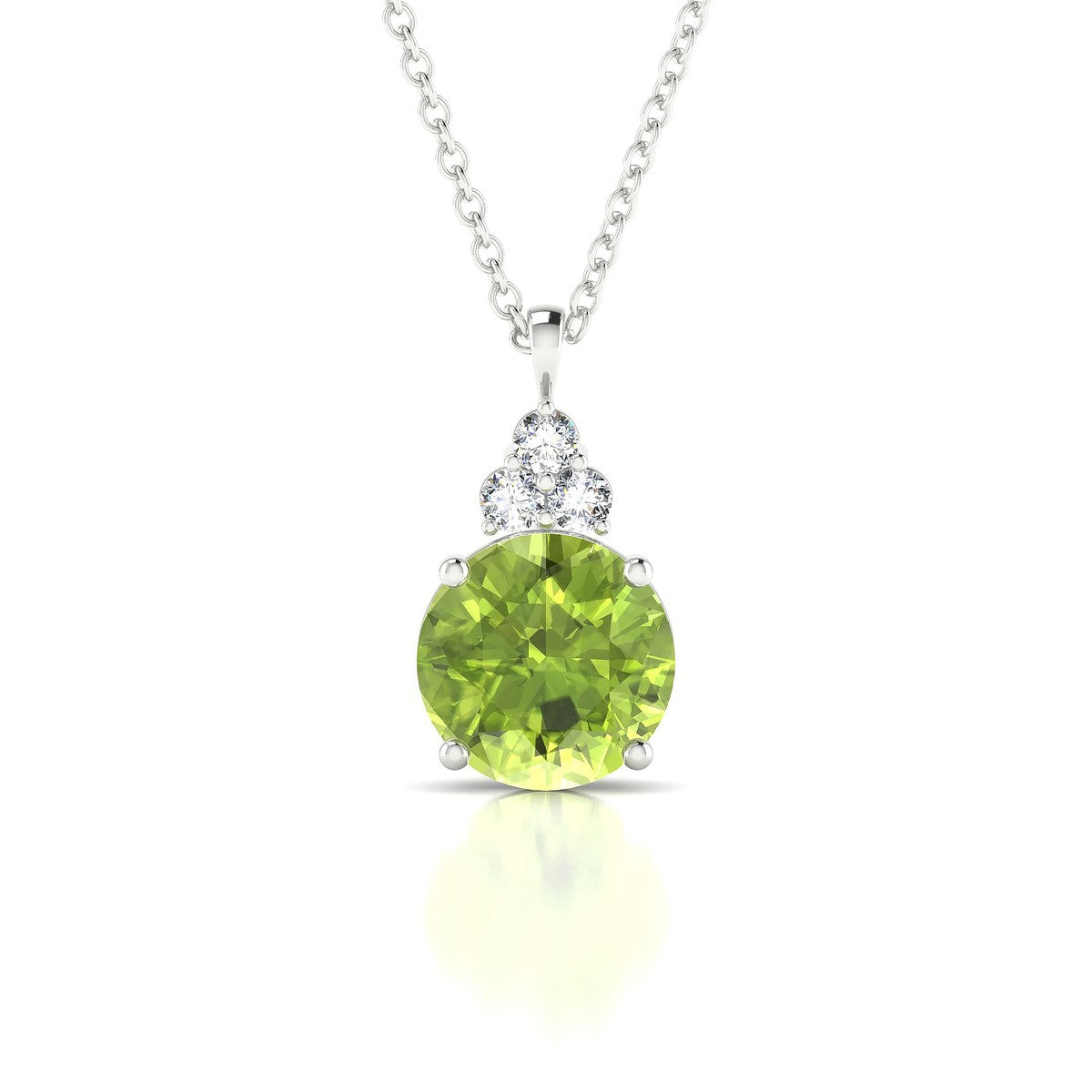Mirage | 18k White Gold 8 mm Round Peridot Pendant