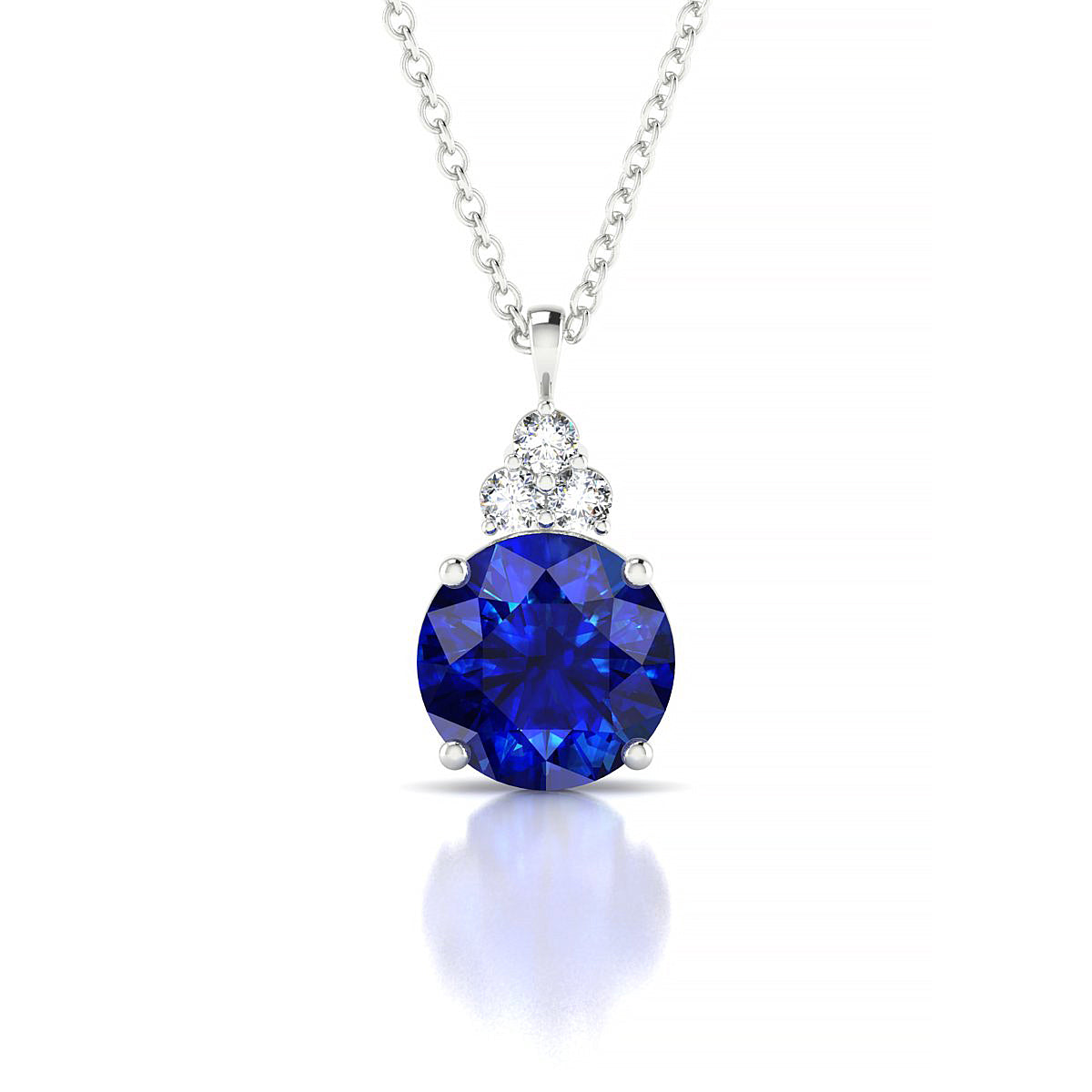 Mirage | 18k White Gold 8 mm Round Sapphire Pendant