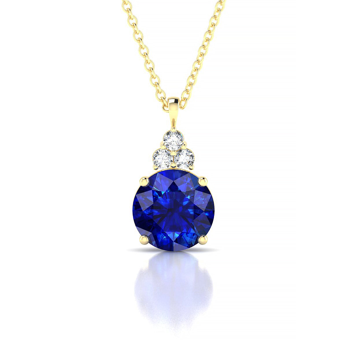 Mirage | 18k Yellow Gold 8 mm Round Sapphire Pendant