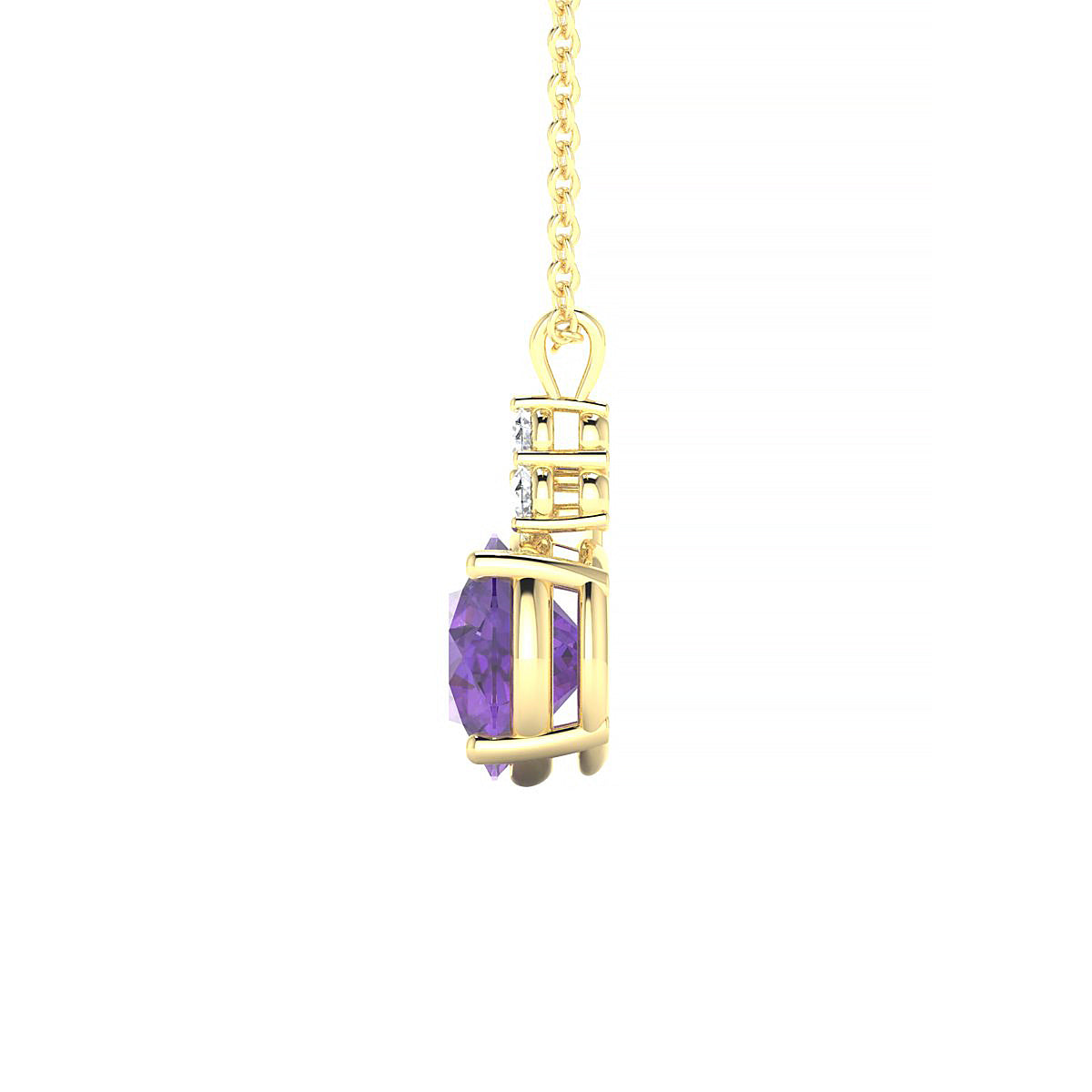 Mirage | 18k Yellow Gold 8 mm Round Amethyst Pendant