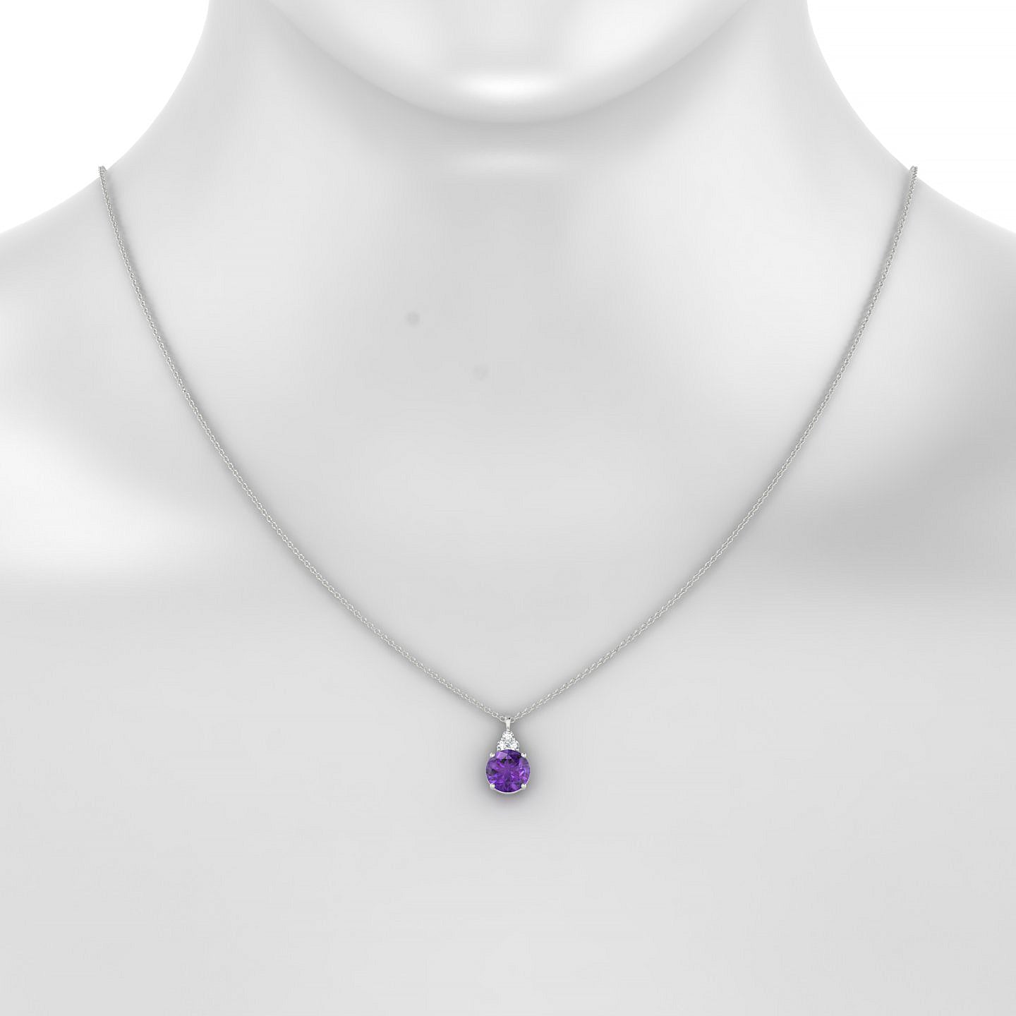 Mirage | 18k White Gold 8 mm Round Amethyst Pendant