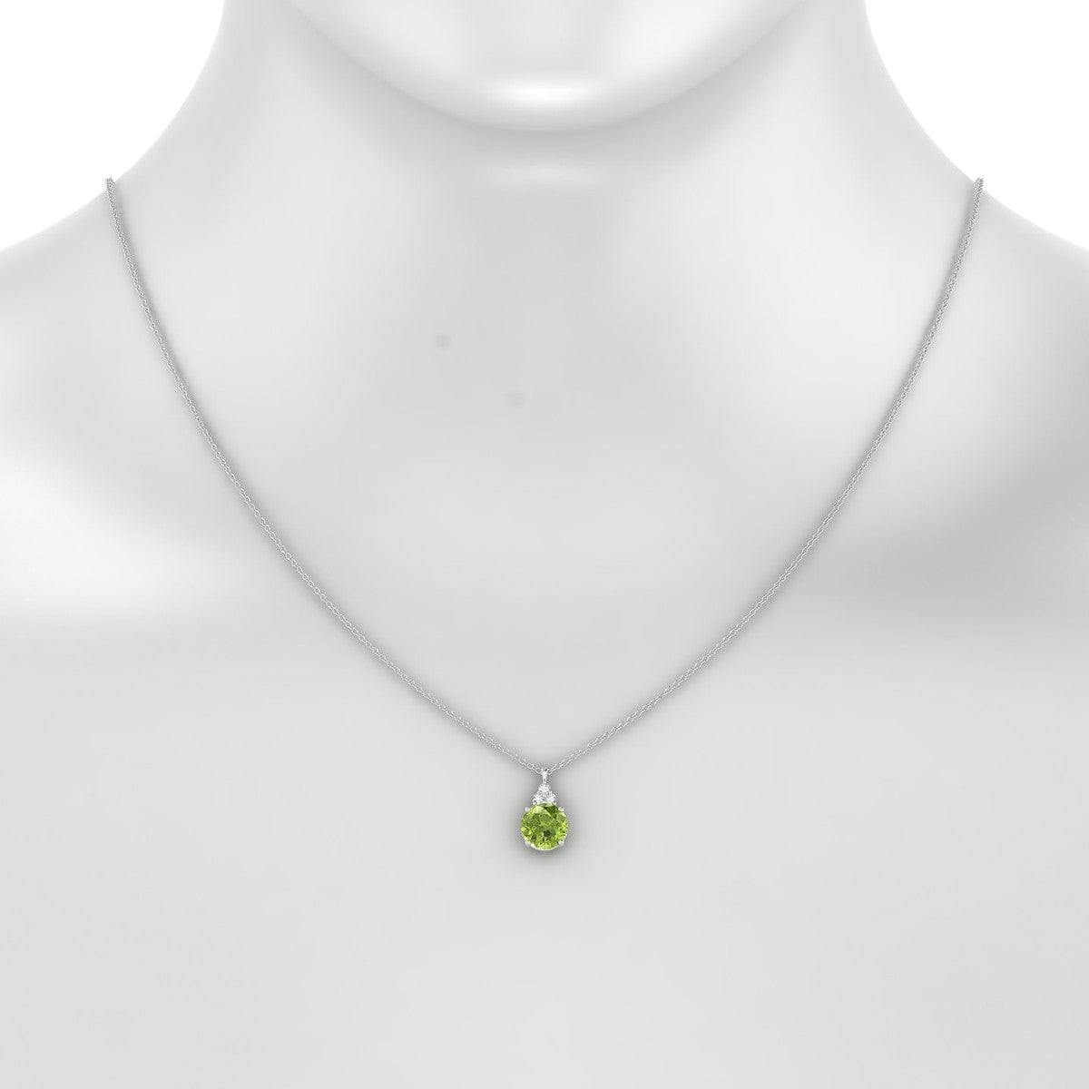 Mirage | 18k White Gold 8 mm Round Peridot Pendant