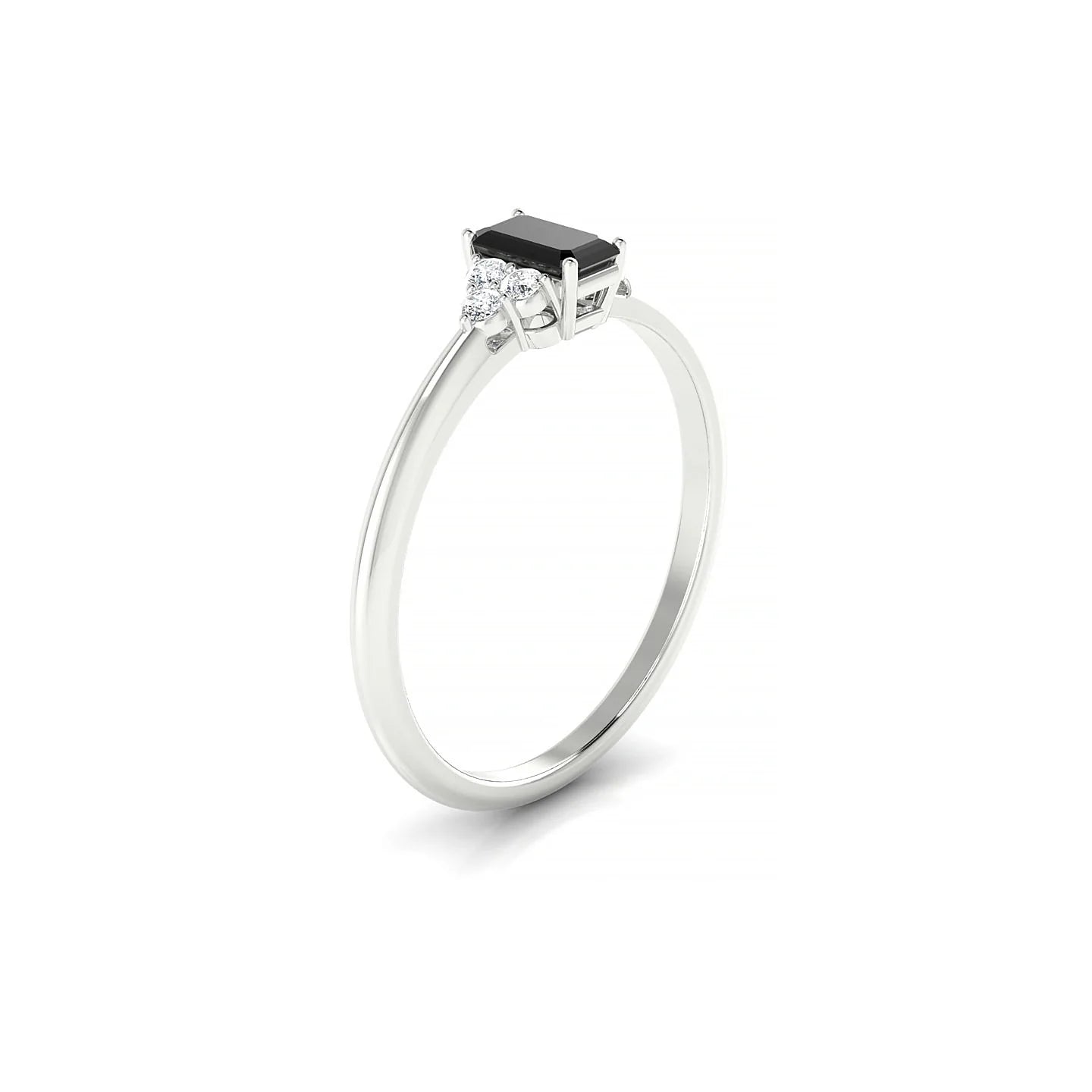 Mirage | 18k White Gold 5 x 3 mm Emerald Black Diamond Ring