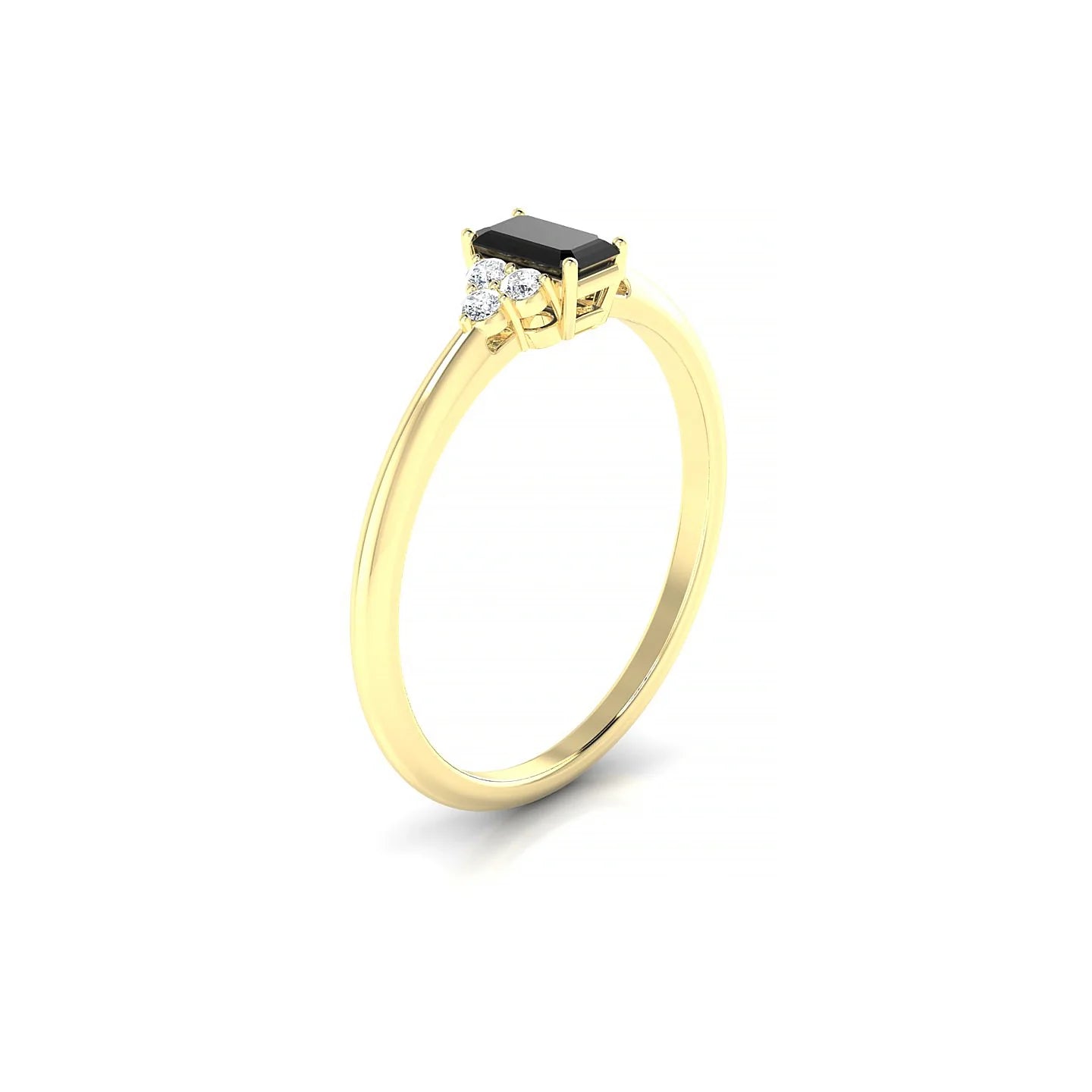 Mirage | 18k Yellow Gold 5 x 3 mm Emerald Black Diamond Ring