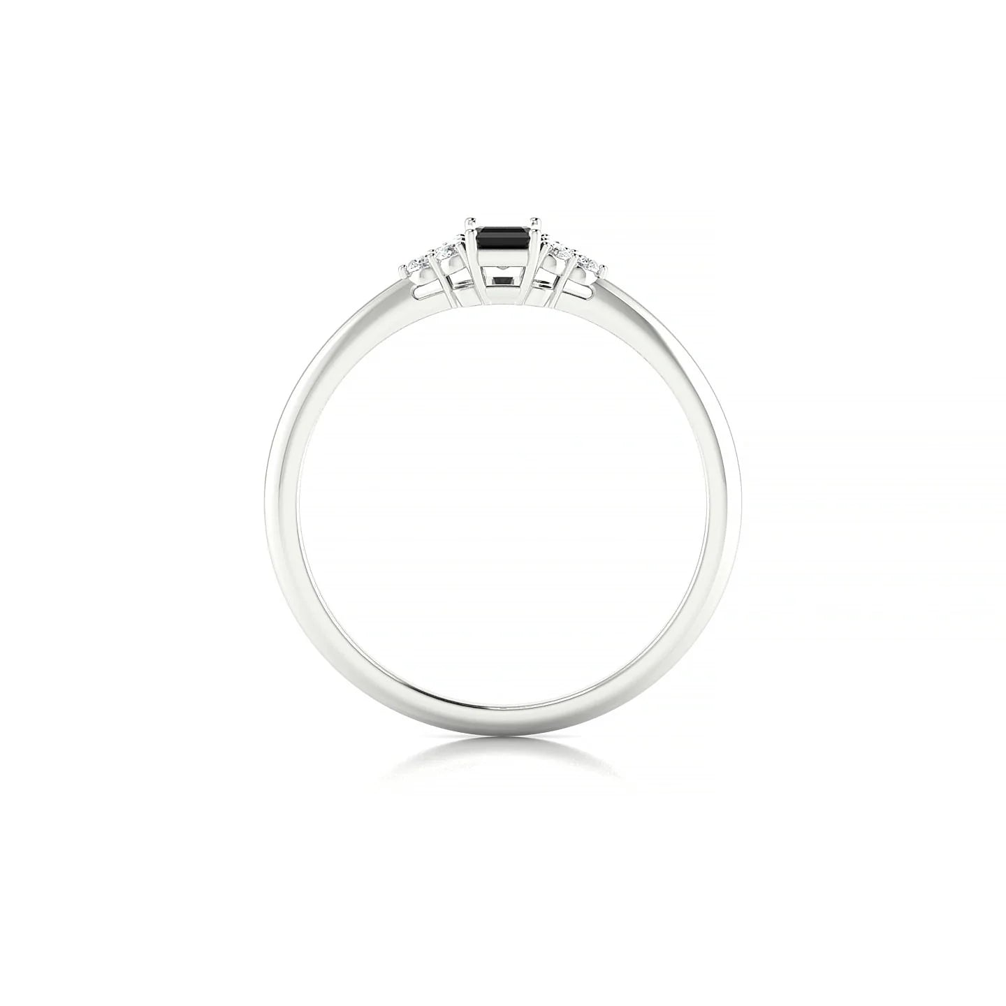Mirage | 18k White Gold 5 x 3 mm Emerald Black Diamond Ring