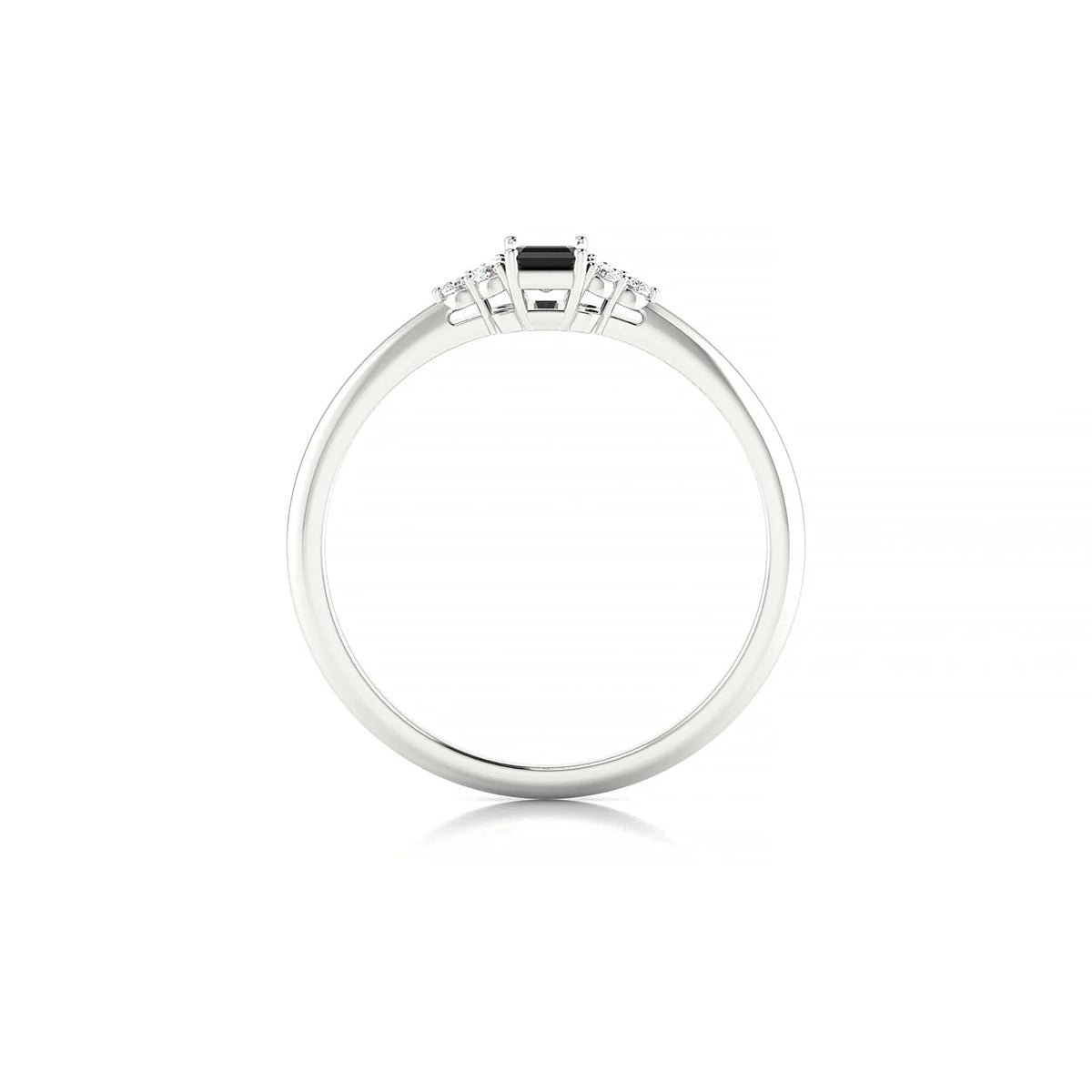 Mirage | 18k White Gold 5 x 3 mm Emerald Black Diamond Ring