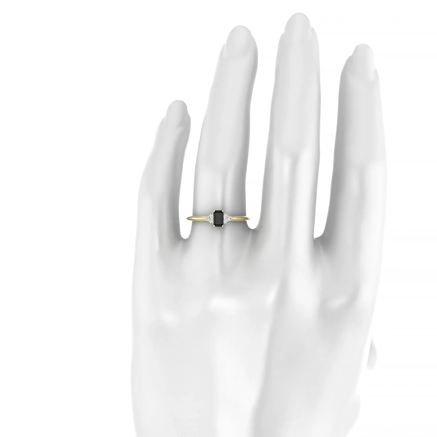 Mirage | 18k Yellow Gold 5 x 3 mm Emerald Black Diamond Ring