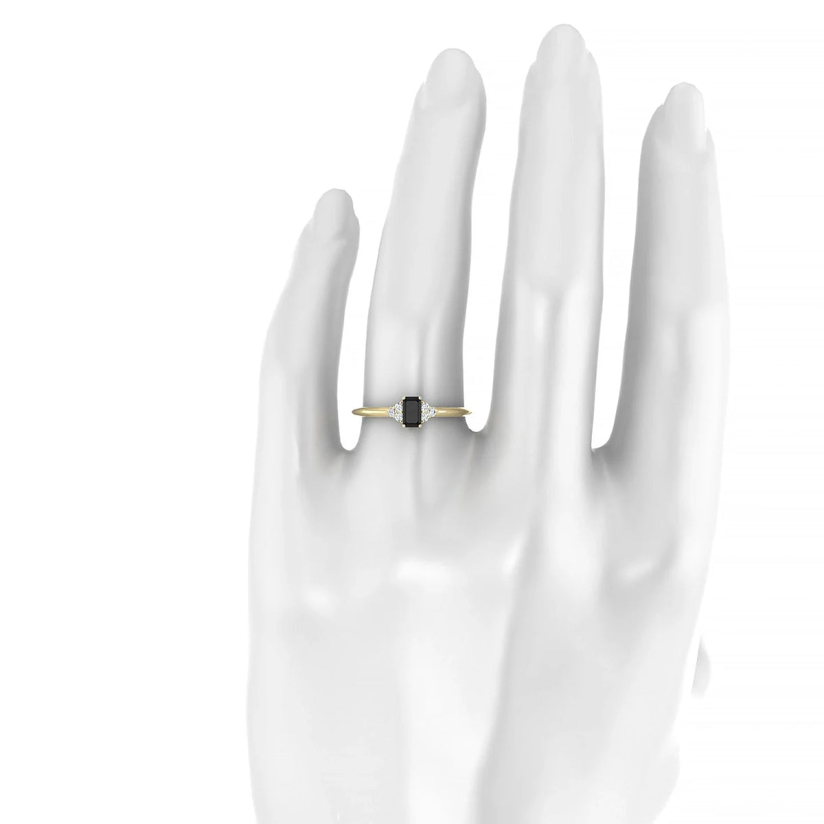 Mirage | 18k Yellow Gold 5 x 3 mm Emerald Black Diamond Ring