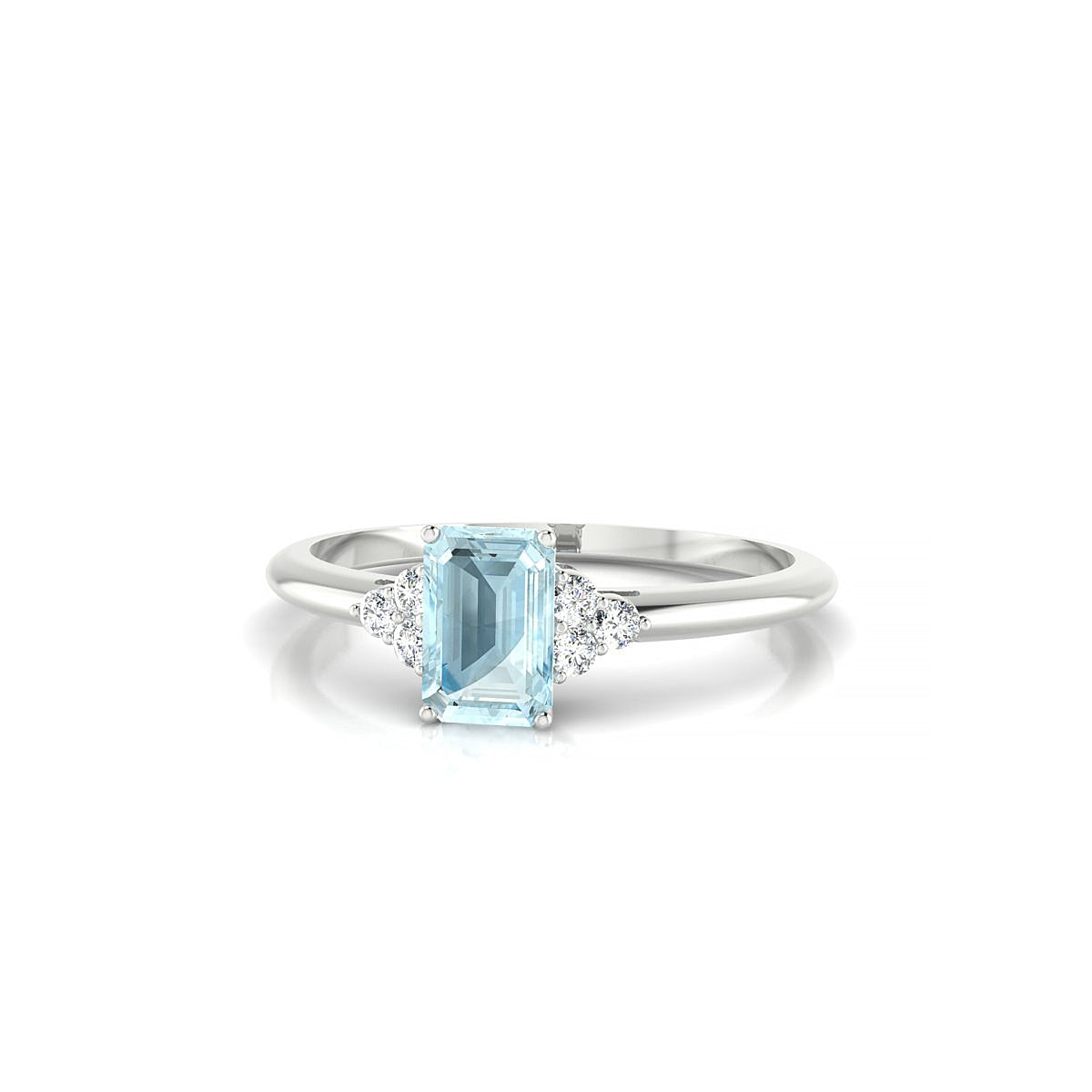 Mirage | 18k White Gold 6 x 4 mm Emerald Aquamarine Ring