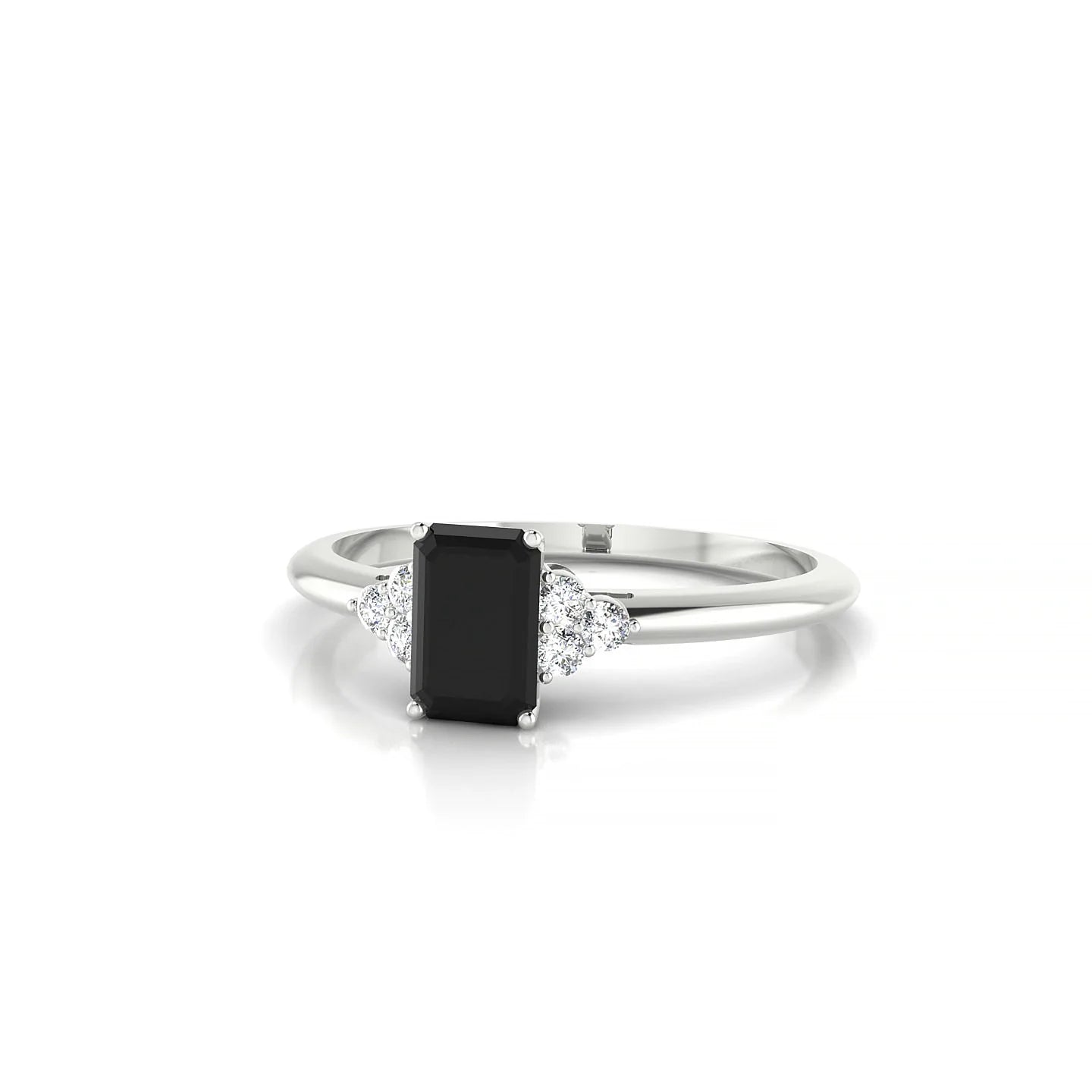 Mirage | 18k White Gold 6 x 4 mm Emerald Black Diamond Ring