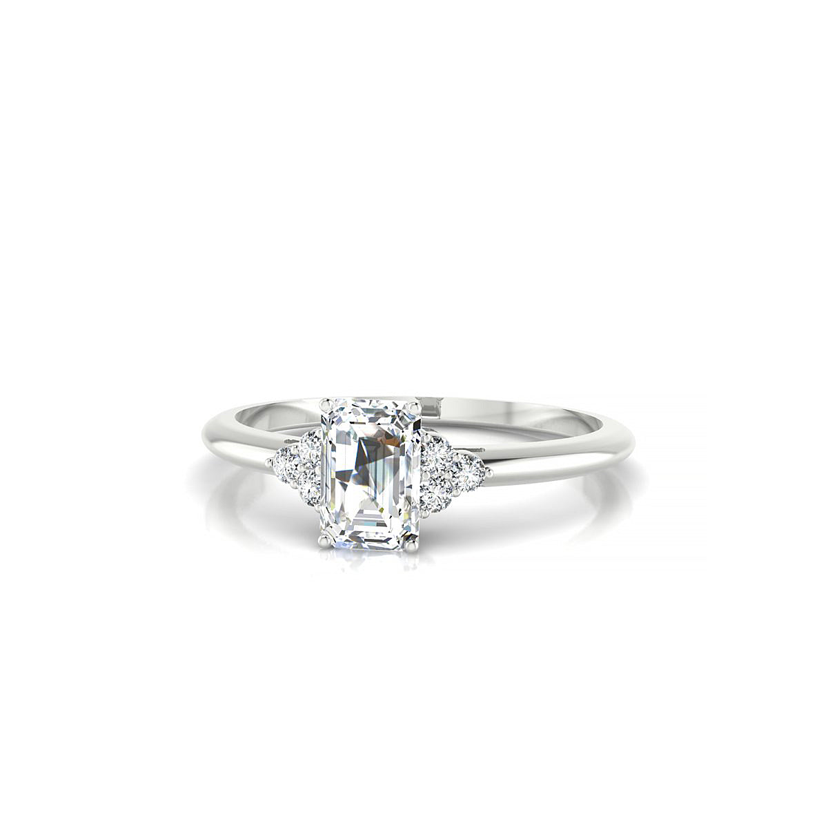 Mirage | 18k White Gold 6 x 4 mm Emerald Diamond Ring