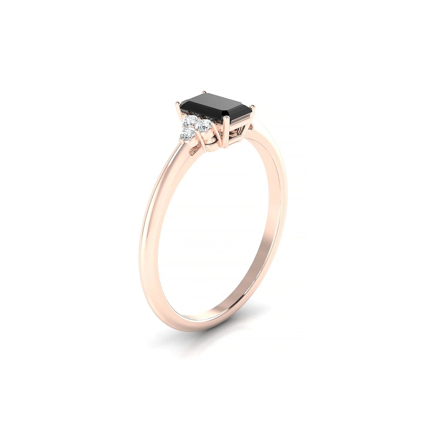 Mirage | 18k Rose Gold 6 x 4 mm Emerald Black Diamond Ring
