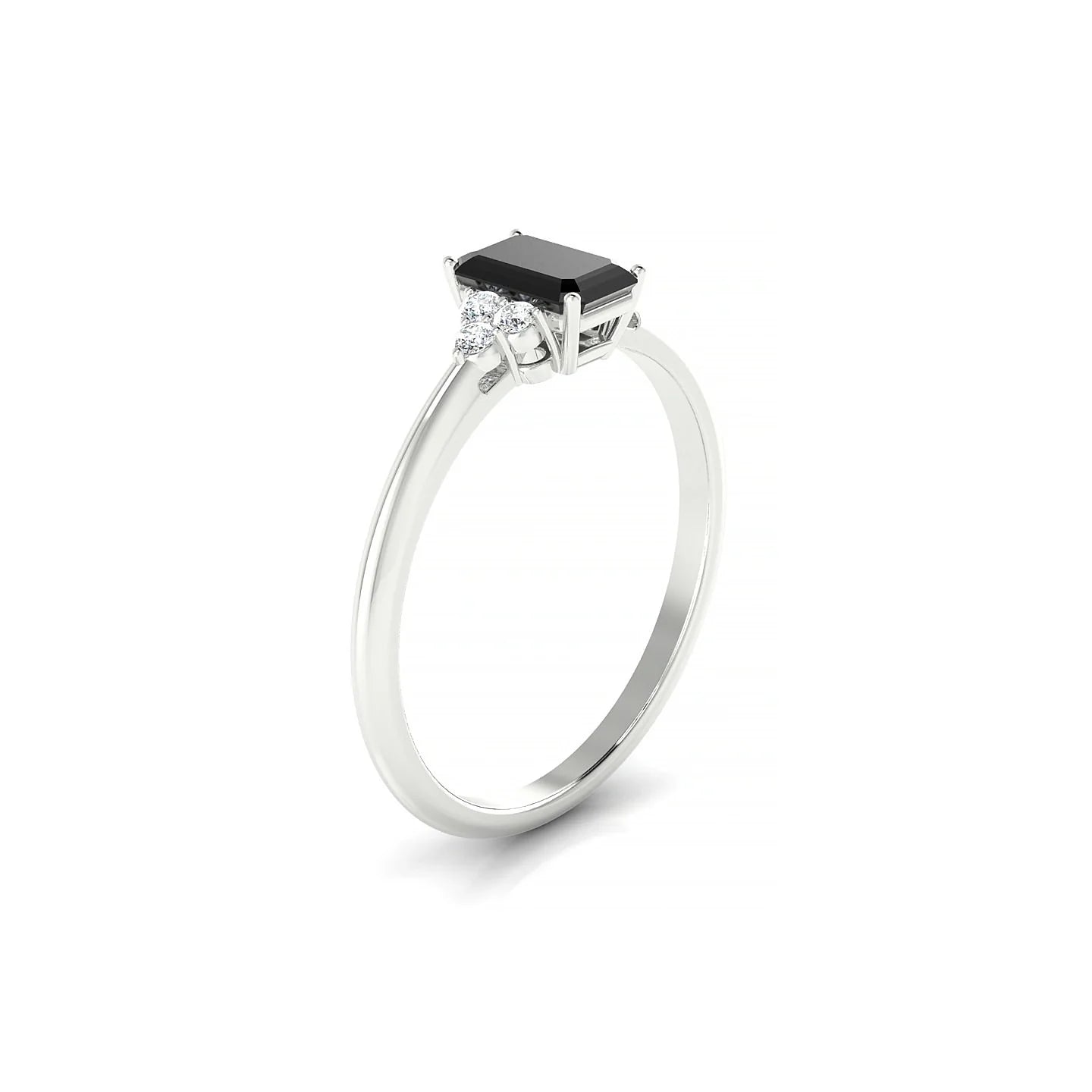 Mirage | 18k White Gold 6 x 4 mm Emerald Black Diamond Ring
