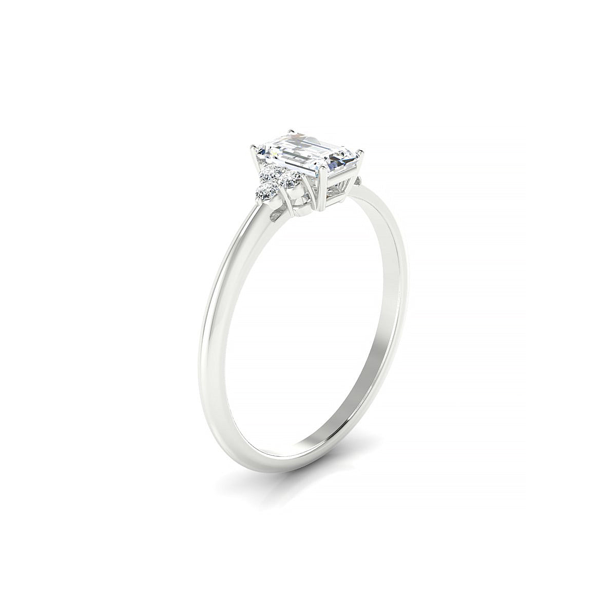 Mirage | 18k White Gold 6 x 4 mm Emerald Diamond Ring