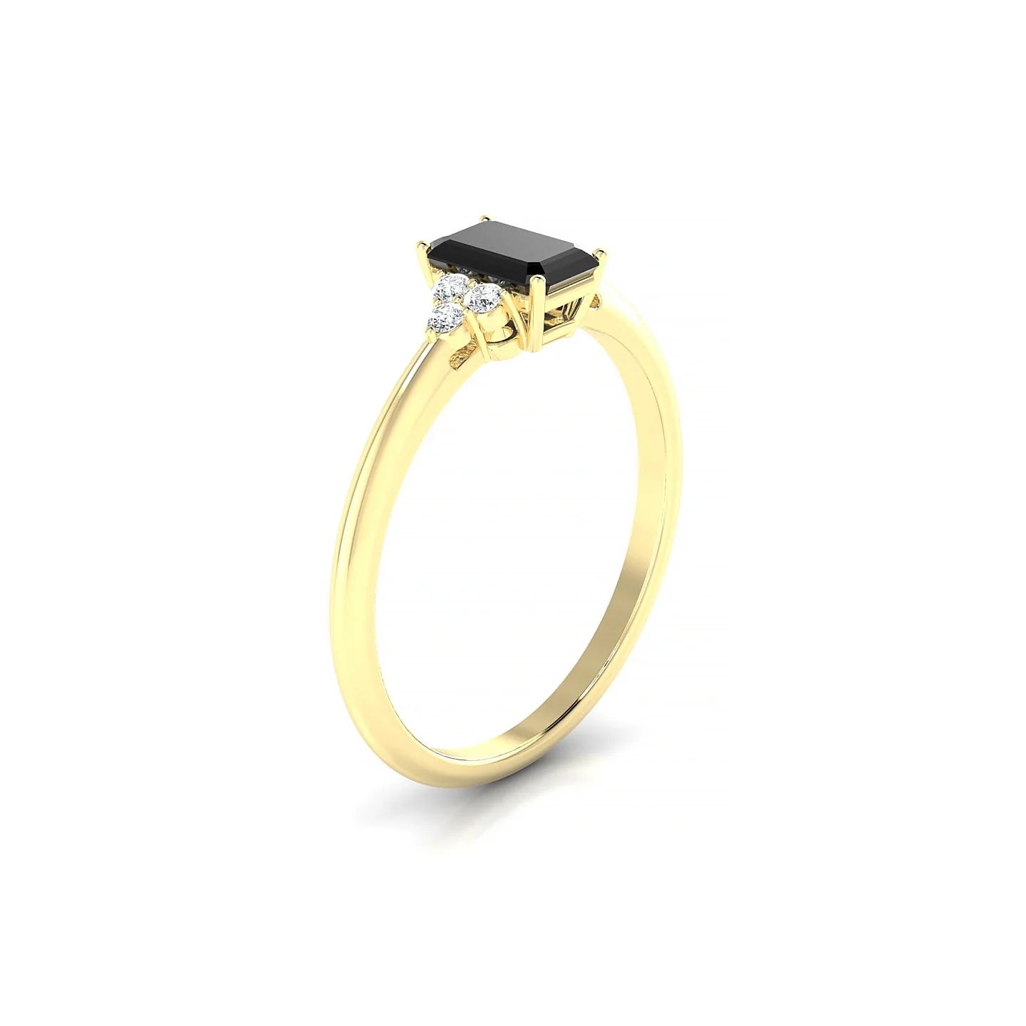 Mirage | 18k Yellow Gold 6 x 4 mm Emerald Black Diamond Ring