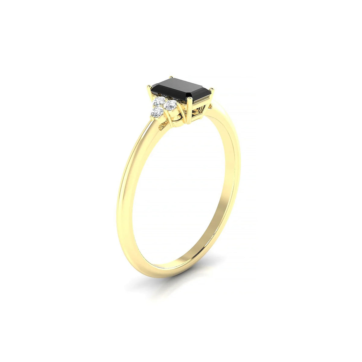 Mirage | 18k Yellow Gold 6 x 4 mm Emerald Black Diamond Ring