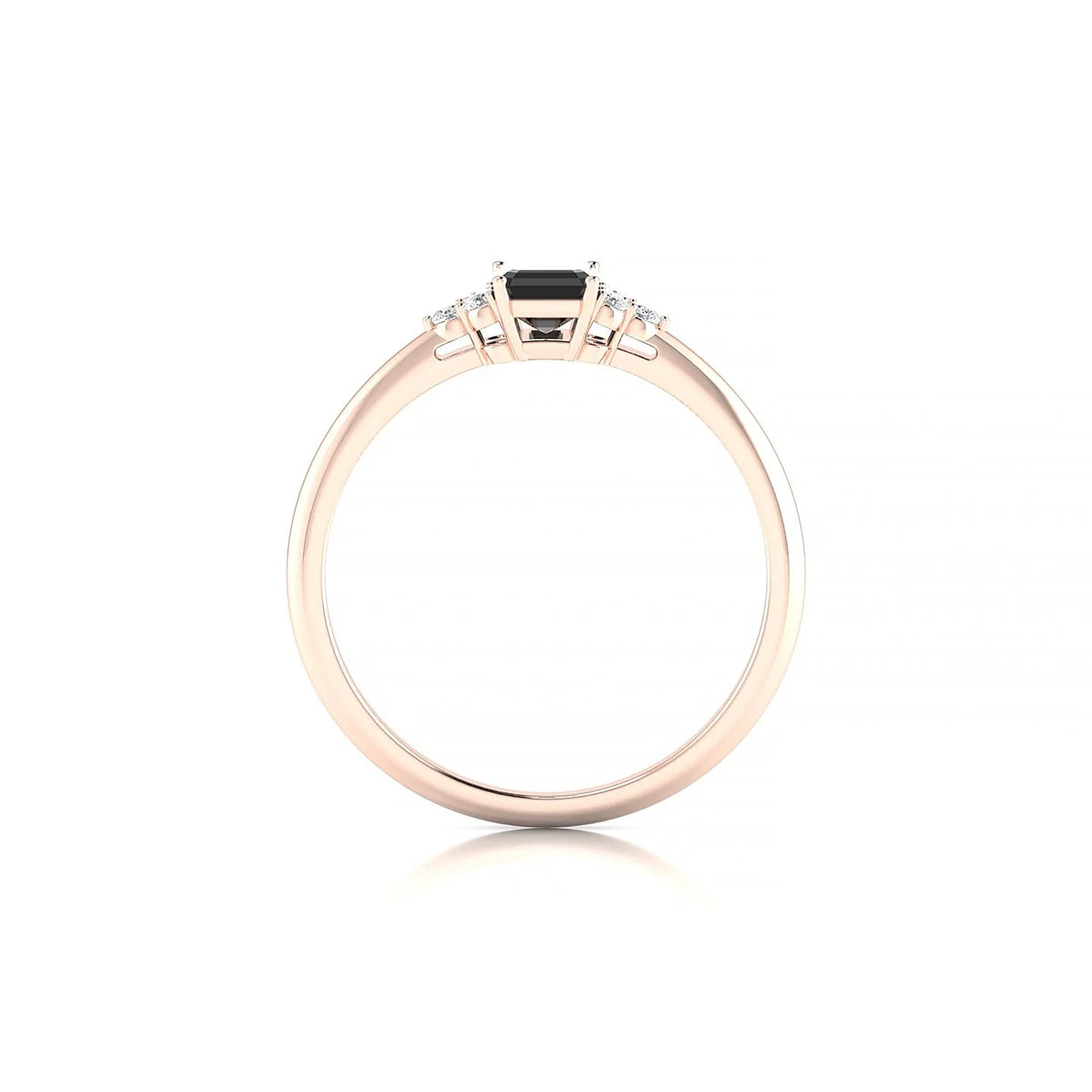 Mirage | 18k Rose Gold 6 x 4 mm Emerald Black Diamond Ring