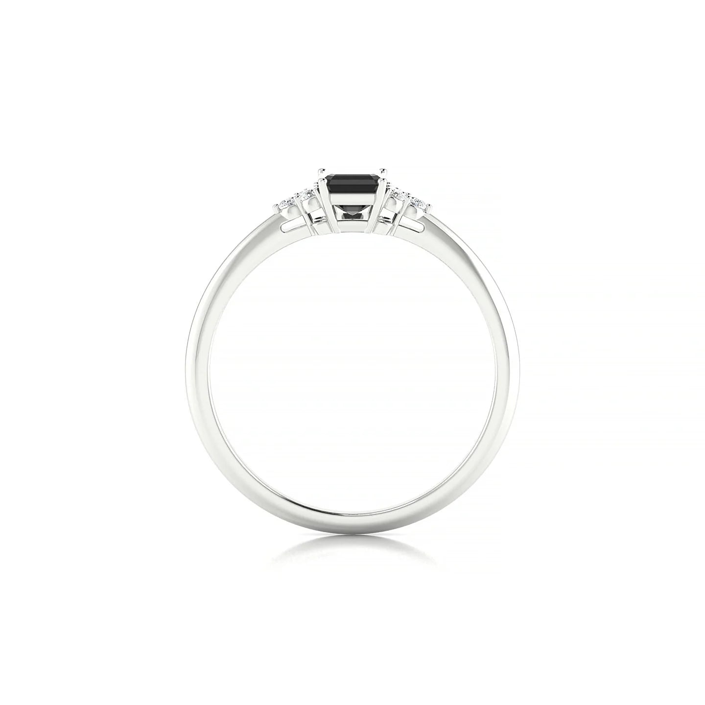 Mirage | 18k White Gold 6 x 4 mm Emerald Black Diamond Ring