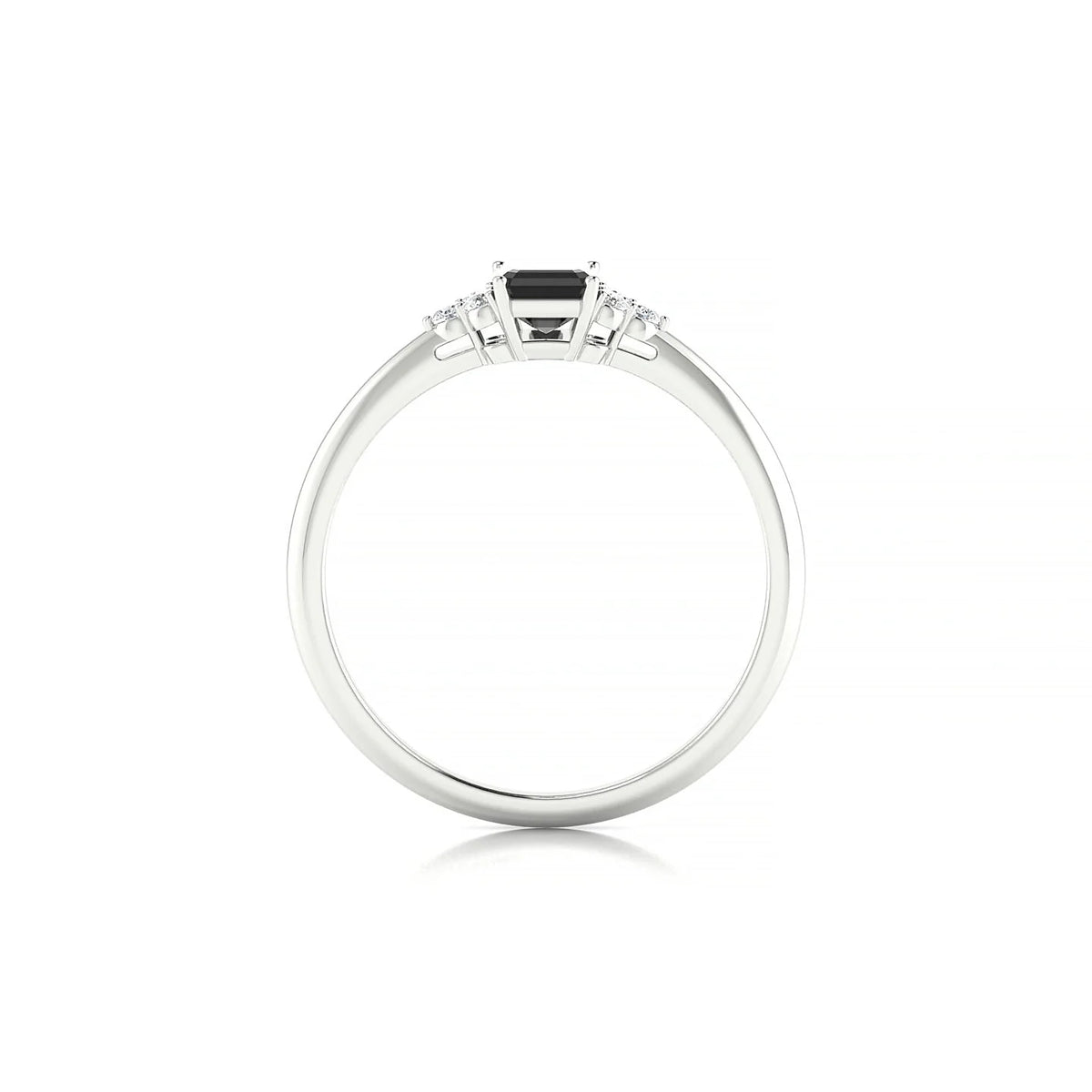Mirage | 18k White Gold 6 x 4 mm Emerald Black Diamond Ring