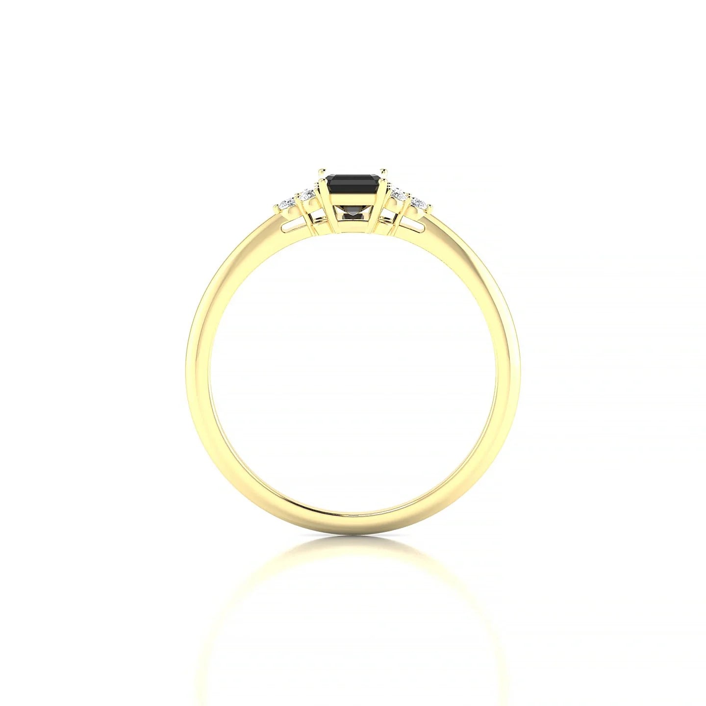 Mirage | 18k Yellow Gold 6 x 4 mm Emerald Black Diamond Ring