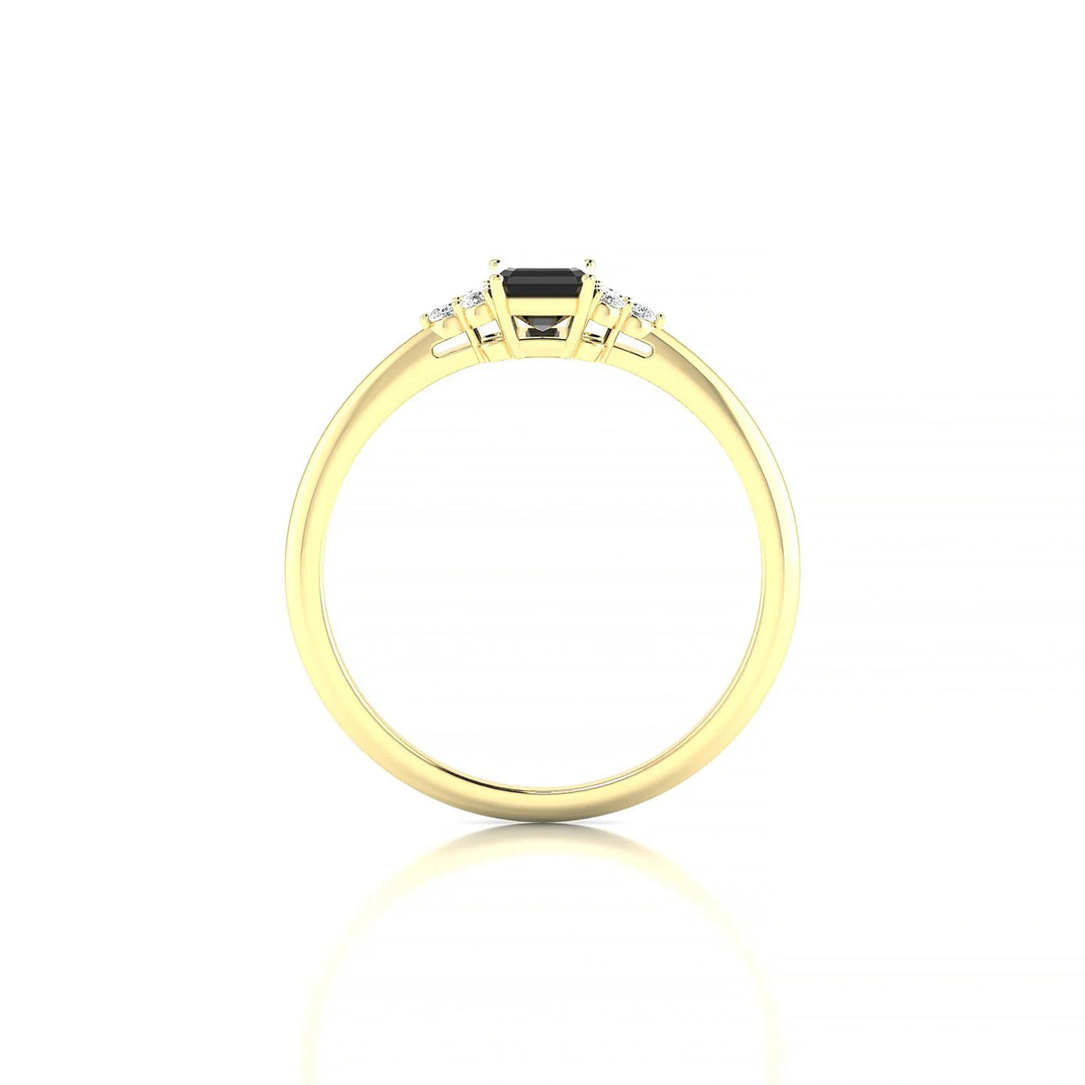 Mirage | 18k Yellow Gold 6 x 4 mm Emerald Black Diamond Ring