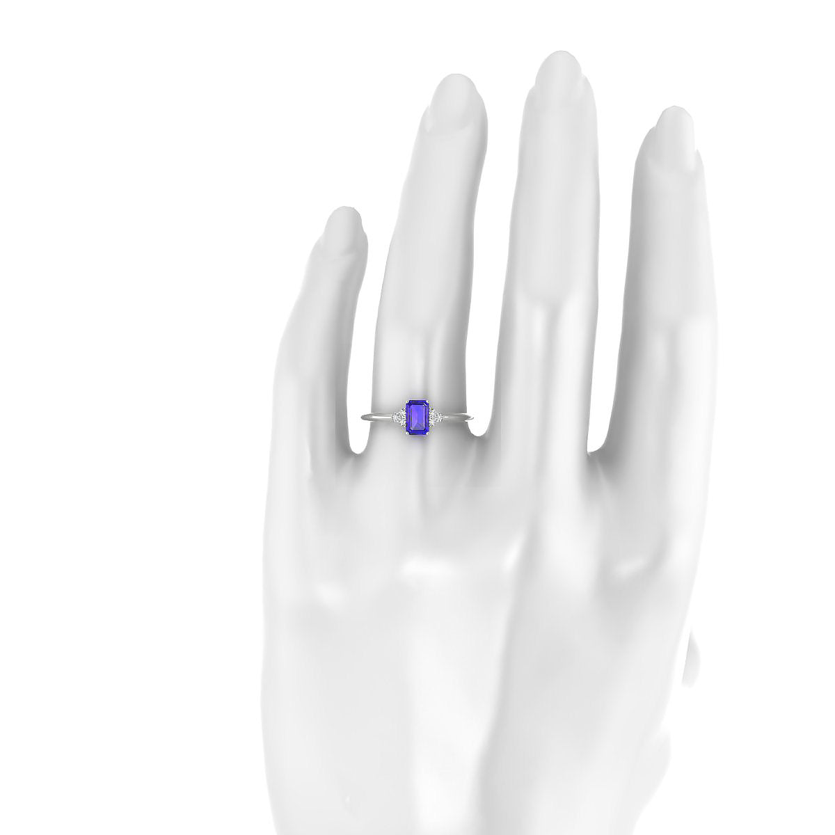 Mirage | 18k White Gold 6 x 4 mm Emerald Tanzanite Ring